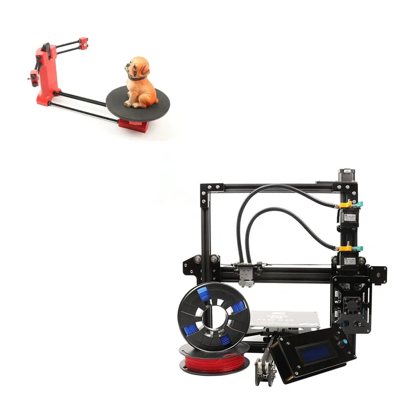 Combination sale-Newest dual nozzle Aluminium Extrusion 3D printer kit with 2rolls filament+8GB SD card adding scanner kit Combination sale-Newest dual nozzle Aluminium Extrusion 3D printer kit with 2rolls filament+8GB SD card adding scanner kit