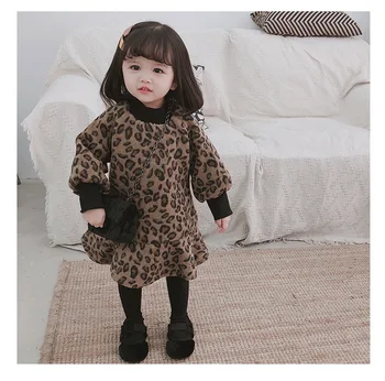 

Newborn Baby Girls Dress Fashion Plus Velvet Leopard Print Dresses Kids Clothing Toddler Thicken Party Princess Dress Clothes