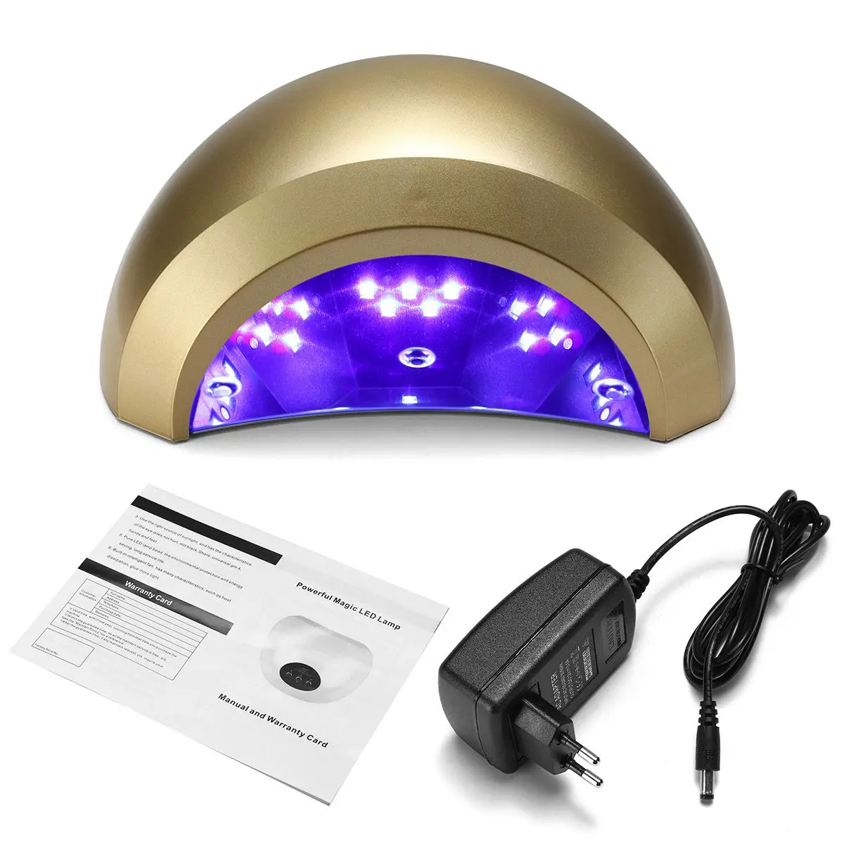 LED UV Nail Dryer 48W 3 Modes Professional Gel Polish Lamp Light-Curing Manicure Machine LCD Display Gold EU Plug Detachable