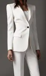 Белый Для женщин 2 шт. костюмы дамы Бизнес офисные Костюмы брючные Новый стиль работы пиджаки B309