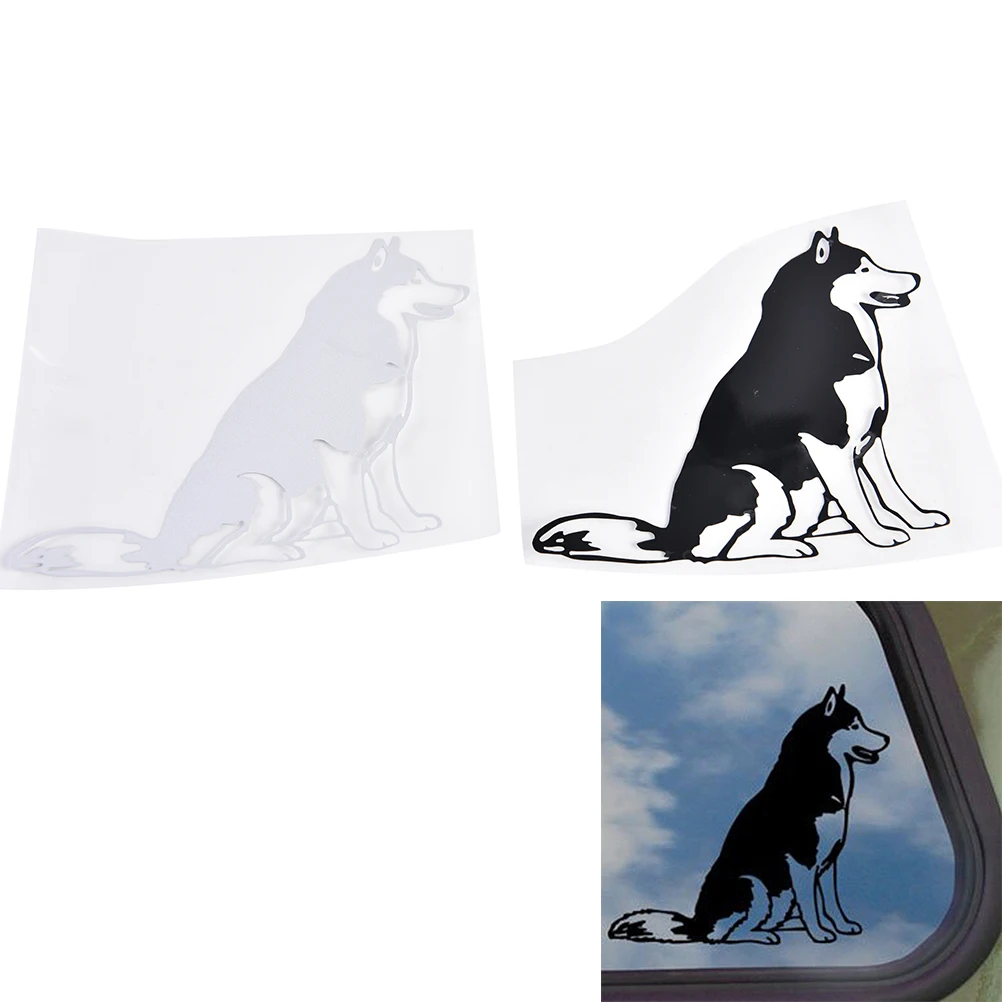1 Pcs Siberian Husky Mobil Stiker 12 Cm 12 Cm Hitam Putih
