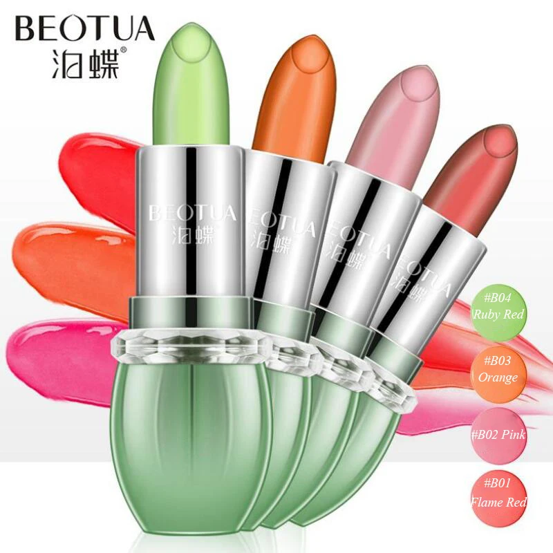 

4 Colors Aloe Vera Jelly Lipstick Temperature Change Color Moistourizing Non-stick Cup Long Lasting Lip Makeup