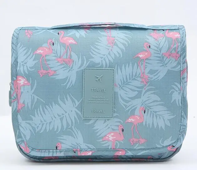 Мужская и женская подвесная многофункциональная сумочка-косметичка туалет для путешествий, Комплект органайзер для хранения косметики, чехол для красоты, Складная Сумочка для косметики - Цвет: Blue Flamingo