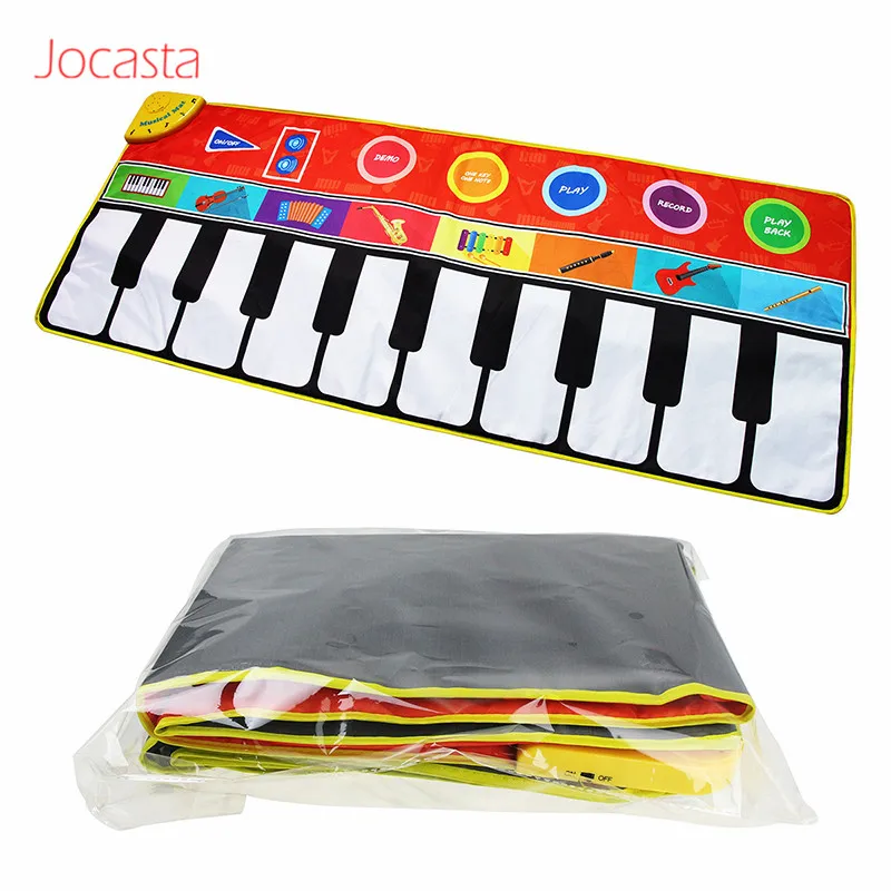 Large Size Baby Musical Carpet Keyboard Play Mat Music Instrument Piano Mat Educational Toys for Children Kids Gifts >
