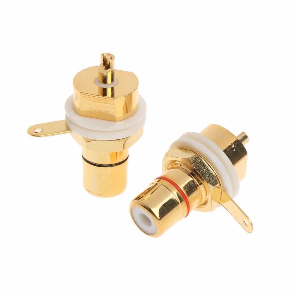 Quantity is One Solder Type Red Chassis Mount Gold Plated Female RCA Jack