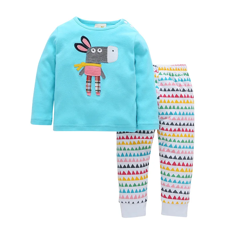 Комплект детской одежды мультфильм Осел Демисезонный топы с длинными рукавами Футболка + брюки 2 шт. Clourful младенческой Одежда для мальчиков