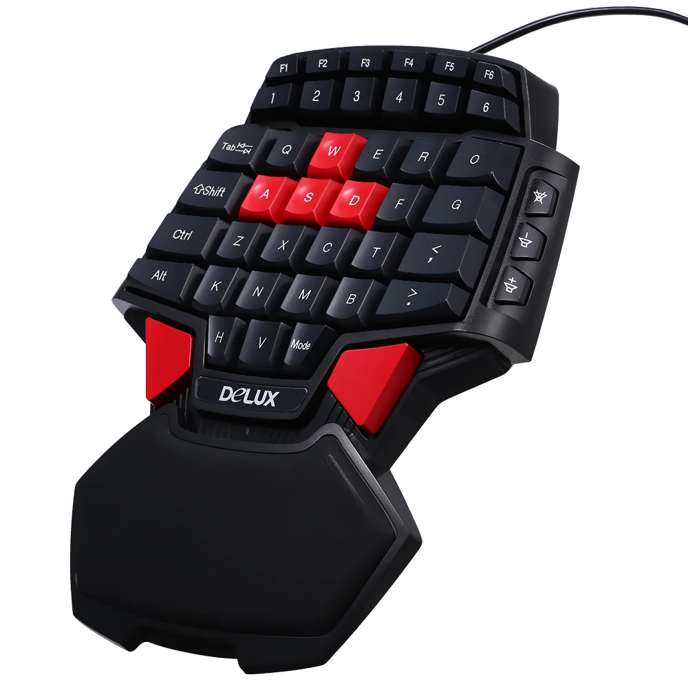 Goedkoop Delux T9 Toetsenbord 47 Key Een Hand Gaming Toetsenbord Professionele Een Enkele Hand USB Bedrade Esport Gaming Toetsenbord voor Gamer