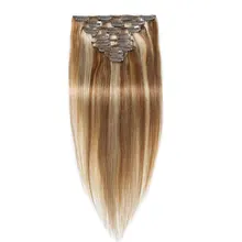 Full Head Clip In Human Hair Extensions Straight Clip In 6A Human Hair Extensions Clip In Virgin Hair 10PCS 120G 16″-26″ P18/22