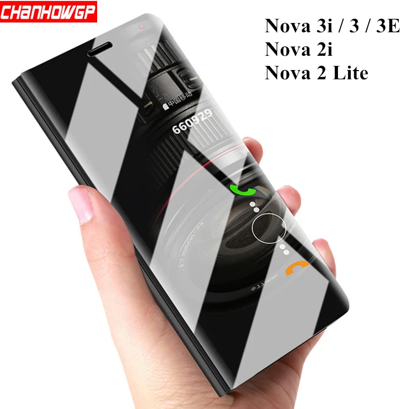 

Mirror Smart View Flip Case For Huawei Nova 3i 3 3e Nova3i Nova3 Nova3e Nova 2i Full Screen Protector Cover On Nova 2 Lite Capa