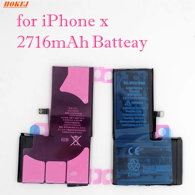 

Original ELECKING Li-ion Battery 2716mAh For iPhone X Bateria 3.81V Internal Replacement Batteries Free Hand Tools Package