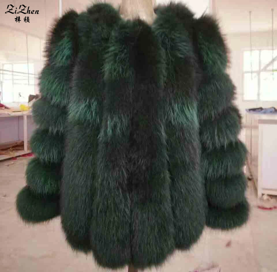 New Winter Long Natural Raccoon Dog Fur Coats Women Genuine Real Raccoon Fur The Coat Luxury