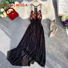 ALPHALMODA Bohemia Holiday Embroidery Flowers Sexy V-collar Beach Dress High Back Slim Waist Ladies Boho Summer Vestidos ► Photo 2/5