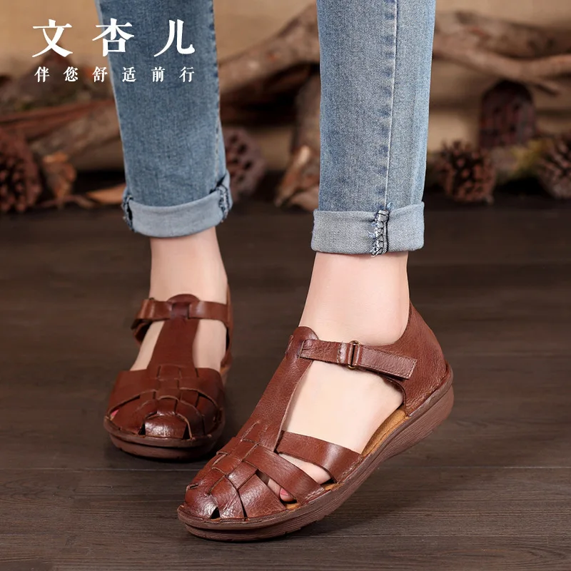 Al Viento Mayor Chart Mujer Nueva Sandalias A Mano Zapatos Cuero Renacimiento Por Goosen Tejido See 2017 Marca De PAOFZ