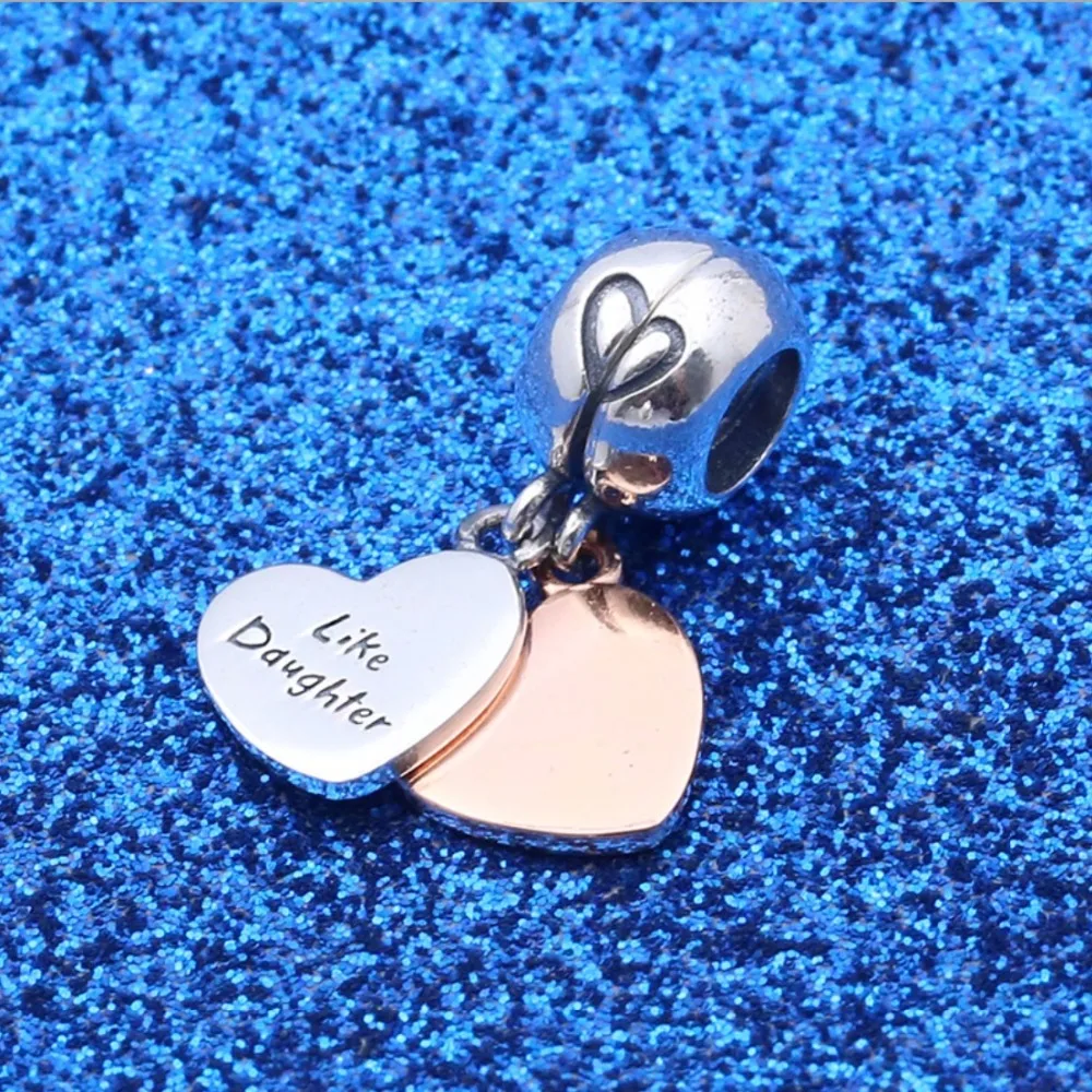 

925 Sterling Silver Beads Mother & Daughter Love Dangle Charm Fit Original Pandora Bracelet for Women Beads for Jewelry Making