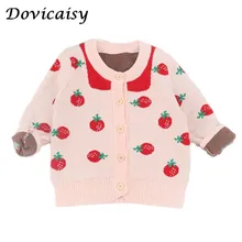 Свитера для девочек осень-зима Модный с принтом «сердце», Детский свитер кардиган Длинные рукава трикотажная одежда для детей для маленьких девочек