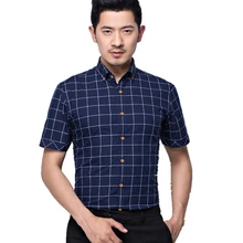 Новые Сезоны Мужская рубашка с коротким рукавом высокого качества Модные Повседневные клетчатые полосатые мужские короткие рубашки майка большого размера M-5XL