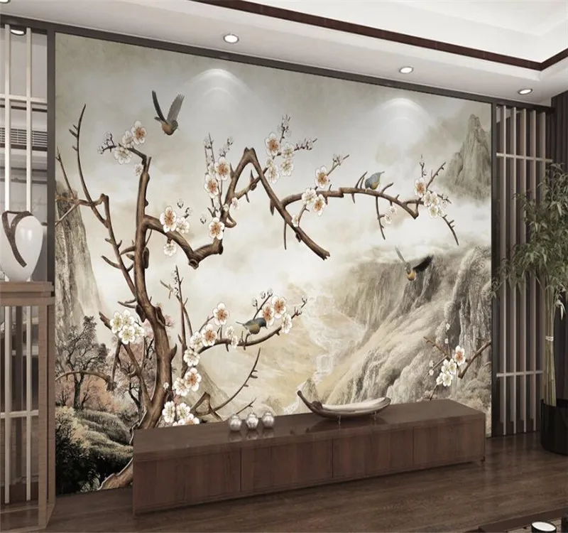 Custom wallpaper Chinese style fashion simple flower and bird series background wall decoration - high-grade waterproof material Custom wallpaper Chinese style fashion simple flower and bird series background wall decoration - high-grade waterproof material