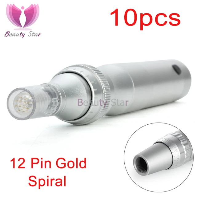 10PCS Electric Derma Pen Needles 12 Pin Titaniun Gold Spiral Cartridge For Auto Microneedle Derma Pen 12 Pin Gold Needle Tip 10PCS Electric Derma Pen Needles 12 Pin Titaniun Gold Spiral Cartridge For Auto Microneedle Derma Pen 12 Pin Gold Needle Tip