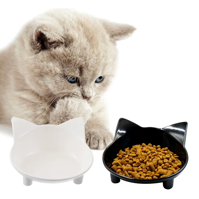 2PCs Pet Feeder Bowls Cat Shape Food Bowl Kitten Anti Skid Cat Feeding