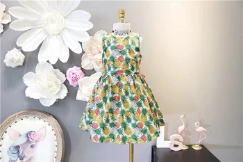

2020 kids clothes children New Summer Item Girl Sexy Print Pineapple Dress With Butterfly Design