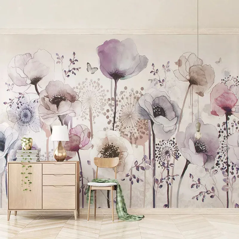 На заказ любой размер Настенные обои 3D Акварель Ручная роспись цветочные фото настенная живопись гостиная спальня домашний декор обои