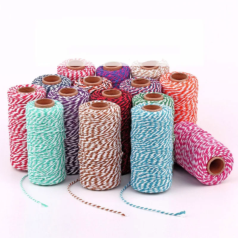 

Wholesale 100m/Roll 2Ply Cotton Twine String Cord Rope DIY Twisted Cords Gift Wedding Party Packaging Packaging Accessories