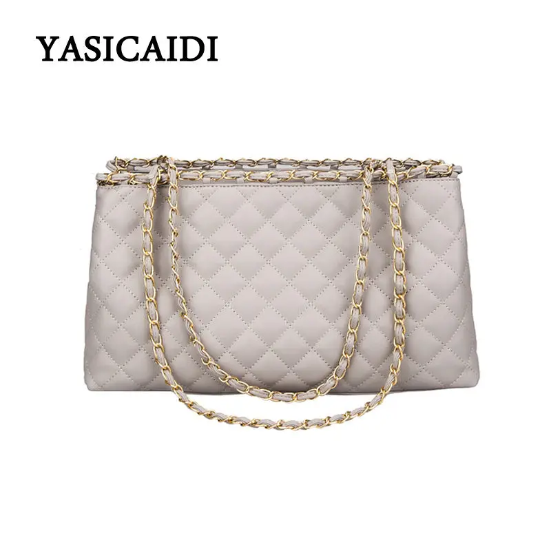 

Fashion Women Large Capacity Chain Shoulder Bag Ladies Luxury PU Leather Handbag Plaid Casual Tote Crossbody Messenger Bag