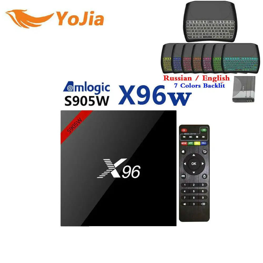 Yojia 4K медиаплеер X96w Смарт ТВ приставка Android 7,1 Amlogic S905w 1 ГБ/8 ГБ 2 ГБ/16 ГБ X96 ТВ приставка X96w приставка DLNA