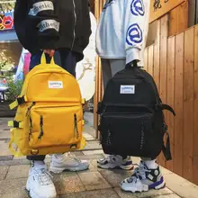 Контрастный цвет, школьная сумка для девочек, женская сумка на плечо с буквами, мужской простой рюкзак для отдыха и путешествий, большая вместительность, preepy style