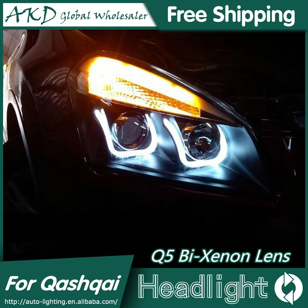 

AKD Car Styling for Nissan Qashqai Headlights 2009-2014 Qashqai LED Headlight Signal LED DRL Bi Xenon Lens High Low Beam Parking