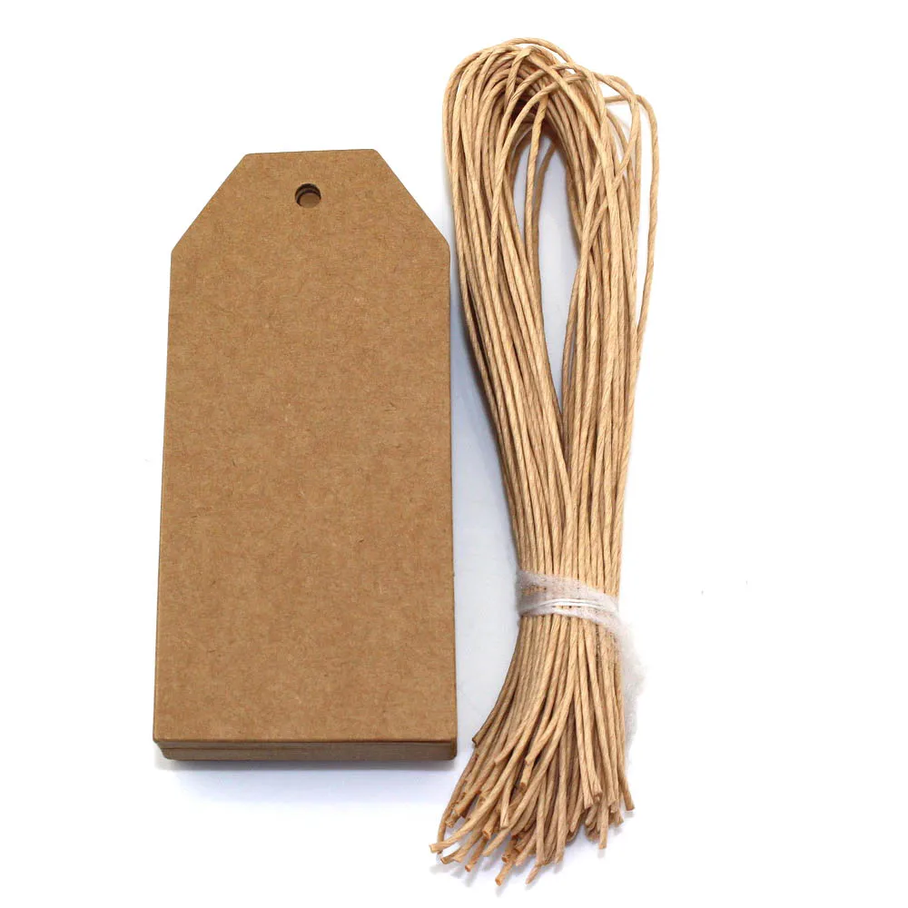 

CCINEE 50PCS 40*90mm High Quality Kraft Tag board Tag Retro Gift Price Tag With 1mm Paper String