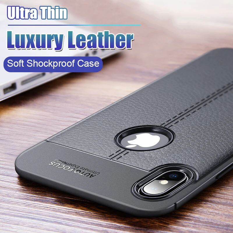 

Luxury Leather PU TPU Case On The For IPhone XR XS Max X Shockproof Case Cover For IPhone 8 7 6 6s Plus Soft Silicone Phone Case