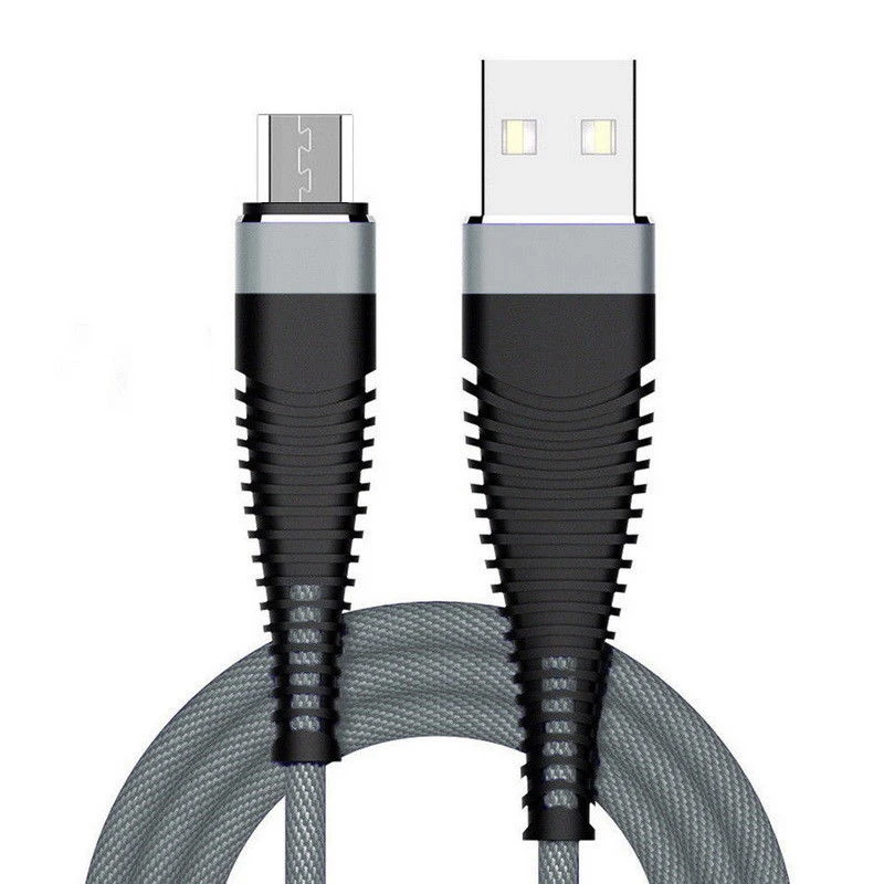 gray 1 м микро USB кабель USB для освещения кабель Быстрая зарядка высокая прочность Плетеный USB кабель для iPhone huawei телефон usb зарядный шнур - Цвет: gray