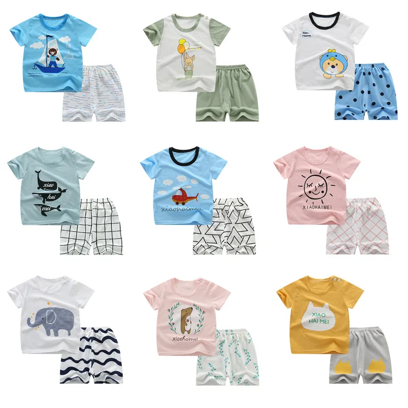 Loozykit/Детские комплекты из хлопка Одежда для маленьких мальчиков Комплекты одежды для детей летняя одежда для девочек Милая футболка+ шорты