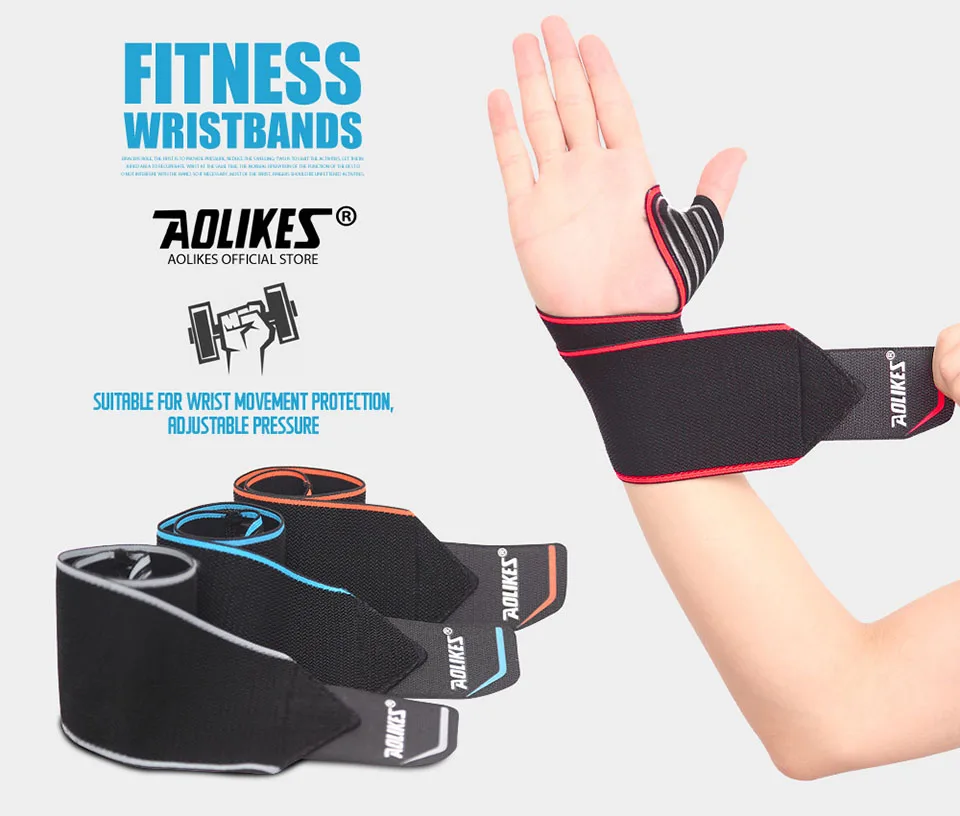 Sport Wristband Adjustable Wrist Brace Wrap Bandage Support Band Gym Strap Safety sports wrist protector 2pcs/lot