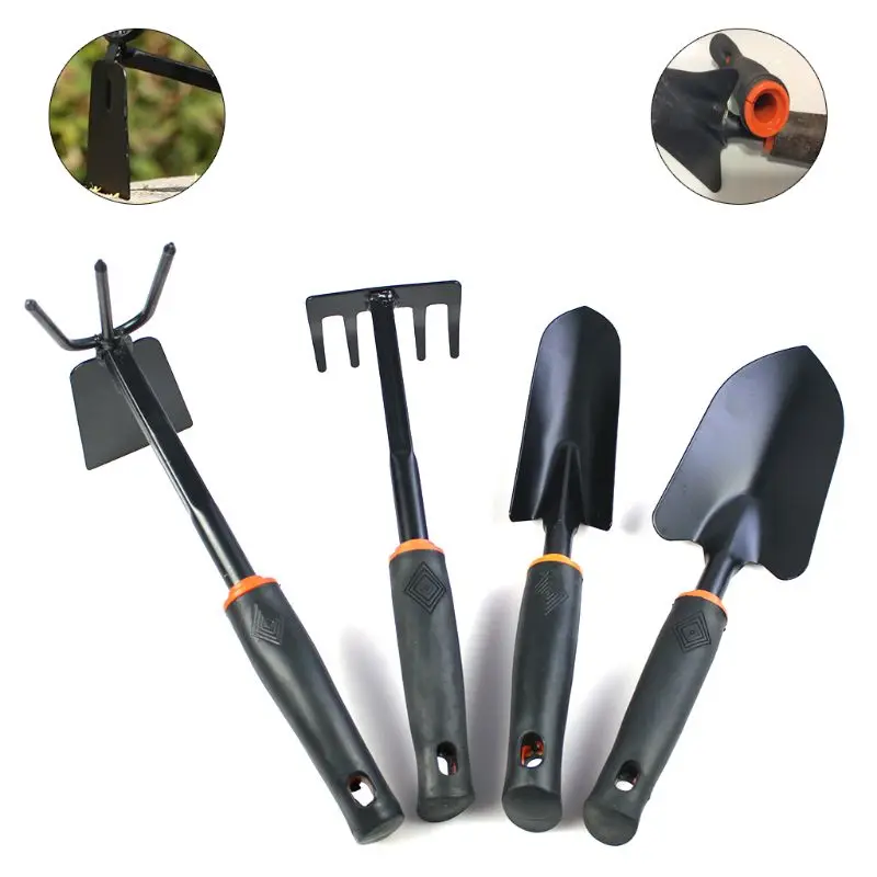 

Garden Tool Set, 4 Piece Heavy Duty Gardening Kit with Soft Rubberized Non-Slip Handle - Trowel, Transplant Trowel and Cultivato