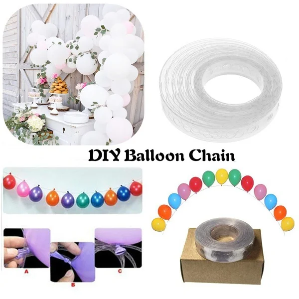 5M 160 Hole DIY Balloon Chain Arch Connect Strip Holder Tape Helium