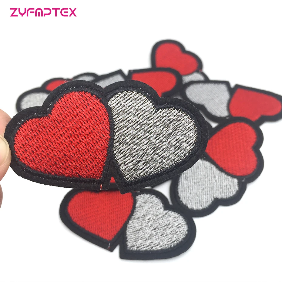 ZYFMPTEX Love Heart Embroidered Patches For Clothing Iron Sewing