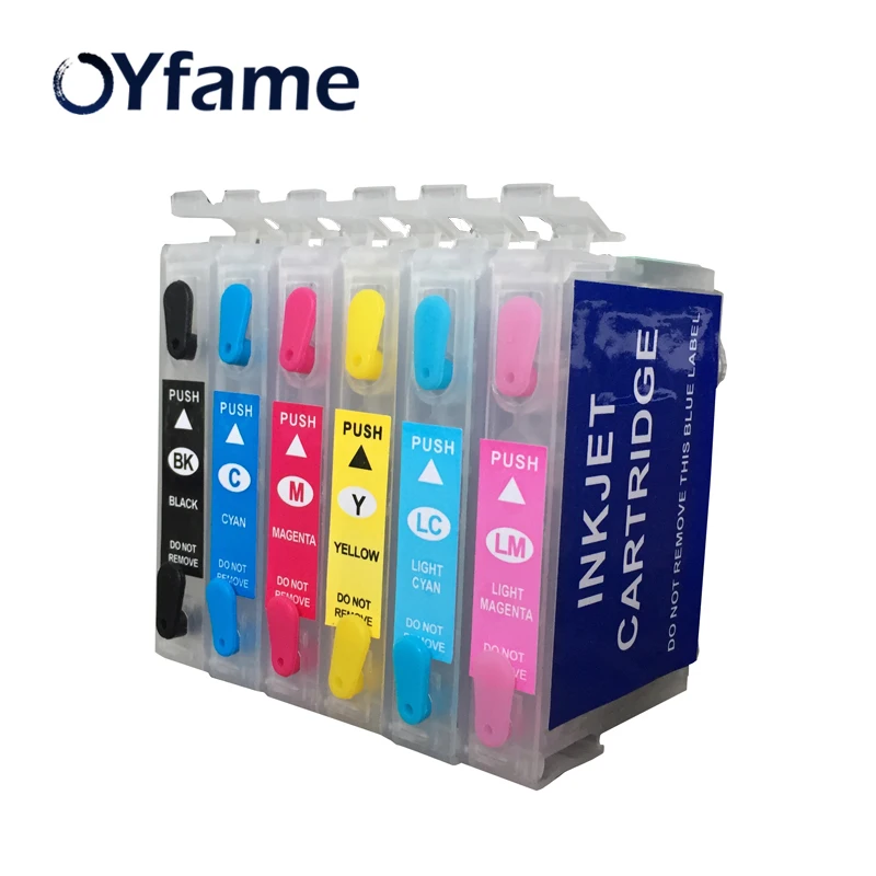 Картридж OYfame T0821 многоразовый с чипами ARC для принтеров Epson Stylus R270 R390 RX590 TX700W T50 TX720