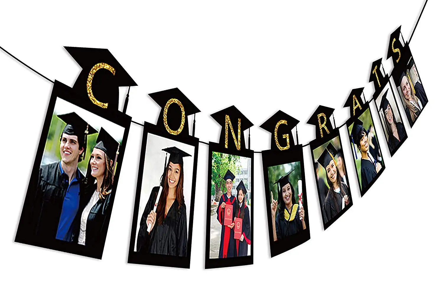

METABLE 2PCS 2019 Graduation Photo Banner Party Supplies - Congrats Grad Garland Decorations Favors