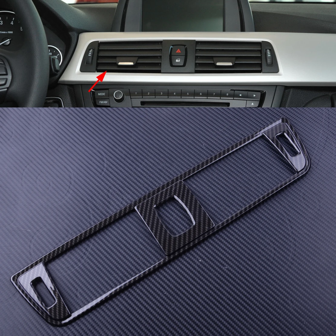 

DWCX Carbon Fiber Car Central Air Vent Outlet Frame Cover Trim Fit For BMW 3 4 Series F30 F34 GT 2014 2015 2016 2017