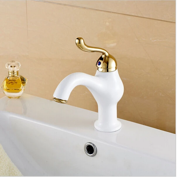 Decoration Bathroom Basin Faucet Deck Mount White Brass Hot and Cold Sink Mixer Taps | Обустройство дома