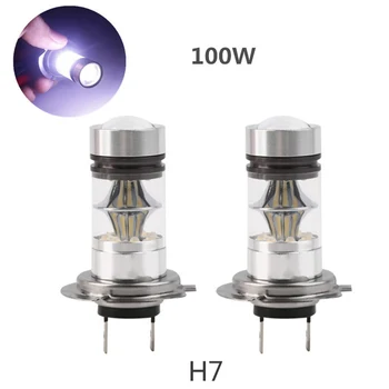 

2Pcs/Lot 2X H7 Car High Power LED Fog Tail Driving Light Bulb Car Replacement Fog Lamp White 100W 6000-6500K 1800LM Accessories