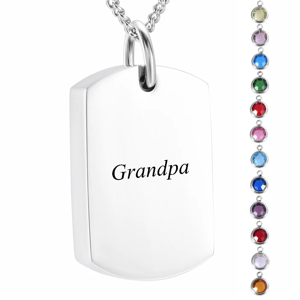 

Grandpa Carved Dog Tag Save Love Cremation Urn Necklace Pendant Ashes Holder Mini Keepsake Memorial Jewelry for Funeral Gift