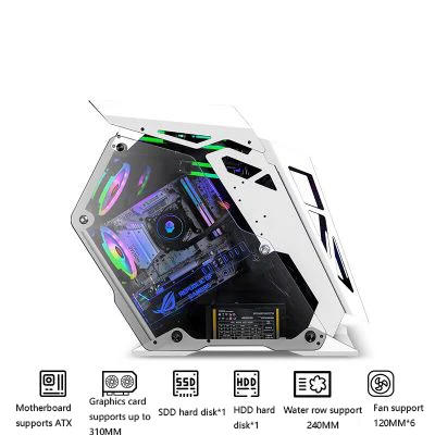 222*500*585 мм водяное охлаждение игровое шасси специальная форма RGB PC Mainframe боковой прозрачный чехол gamer gabinete computador - Цвет: white