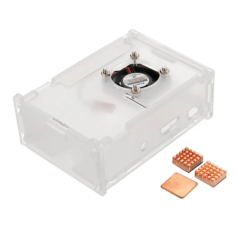 

Cooling Kit Acrylic Case Radiator Enclosure Cooler Cooling Fan +Copper Heatsinks +Transprent Case For Raspberry Pi 3 Model B