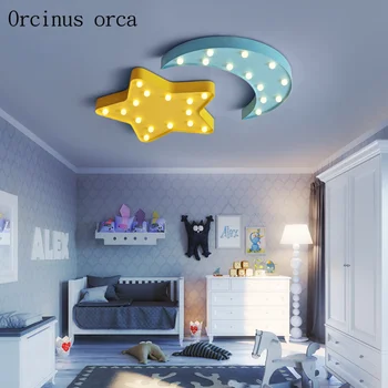 

Creative cartoon stars moon ceiling lamps children's rooms boys and girls bedroom colored LED protection eyes ceiling lamps