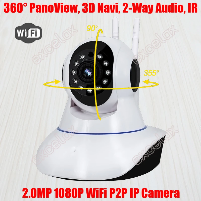 3D Navi панорамная wless 2MP 1080 P HD WiFi Детский Монитор домашняя няня IP робот камера мобильный телефон видеонаблюдение 2 пути аудио