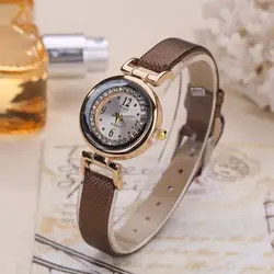 Мода 2017 г. Женева ультра-тонкий кожаный ремешок часы кварцевые часы для женщин Цвет повседневное наручные часы relogio feminino