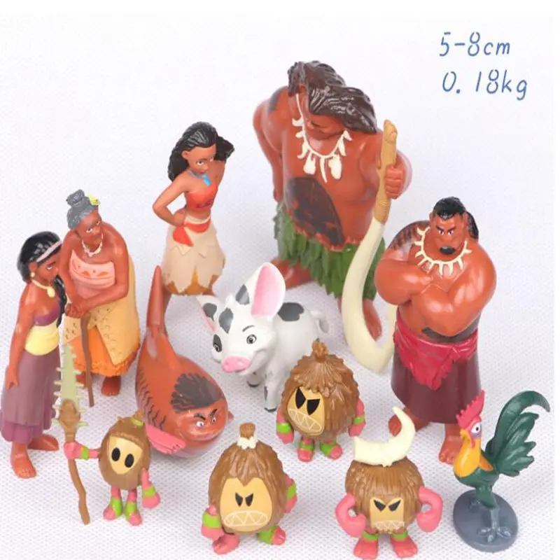 12 Pcs Set Moana Waialiki Maui Heihei Adventure Action Figures PVC Princess font b Toy b